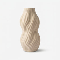 Cream Wavy Ceramic Flower Vase, White Black Cream Decorative Vase for Home Décor, Table Décor & Gifting