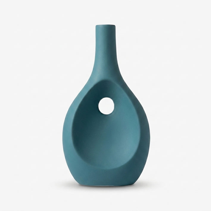 Premium Stunning Modern Teal Blue Ceramic Bottle Vase