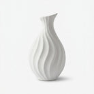 Premium Graceful Elegant White Ribbed Wave Ceramic Vase