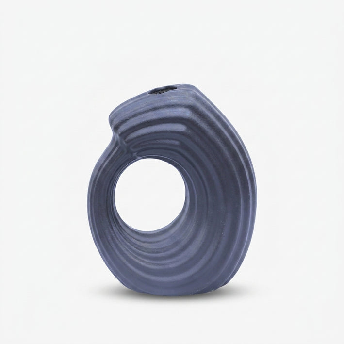 Premium Elegant Modern Blue Circular Cutout Ceramic Vase