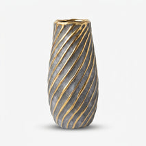 Tall Grey & Gold Ceramic Flower Vase, Multicolour Decorative Vase for Home Décor, Table Décor & Gifting