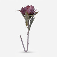 Premium Charming Artificial Purple Protea Flower Stem with Leaves for Home Decor