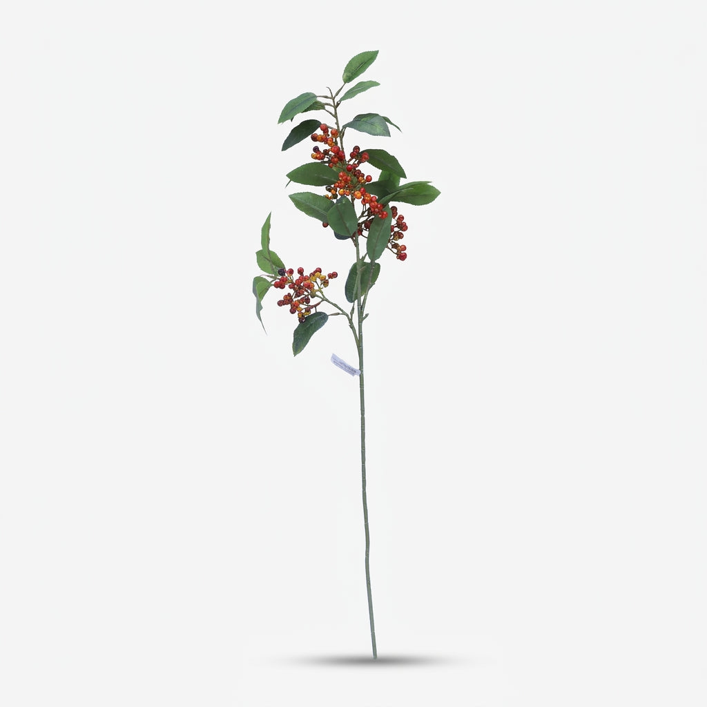 Artificial Berry Leaf Stick / Red Berry Decorative Stem / Floral Decoration Stick