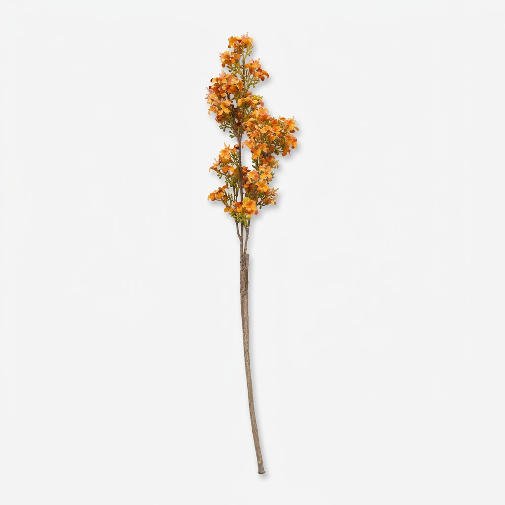 Premium Enchanting Artificial Orange Small Flower Branch Stem for Home, Office & Floral Decoration