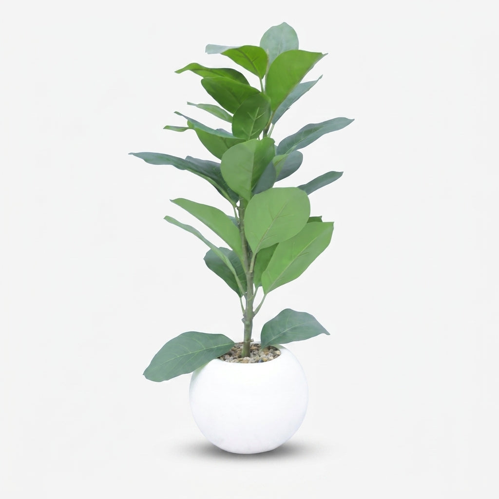 Premium Gorgeous Artificial Green Leaf Indoor Plant with White Pot for Home, Office & Table Decor