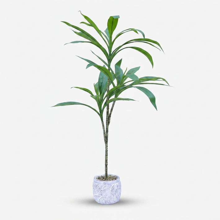 Premium Enchanting Artificial Dracaena Green Leaf Plant with Decorative Pot for Home Office Decor