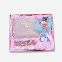 Pink Gift Set with Wallet, Decorative Bouquet and Hair Accessory / Girls Gift Hamper / Fancy Gift Box