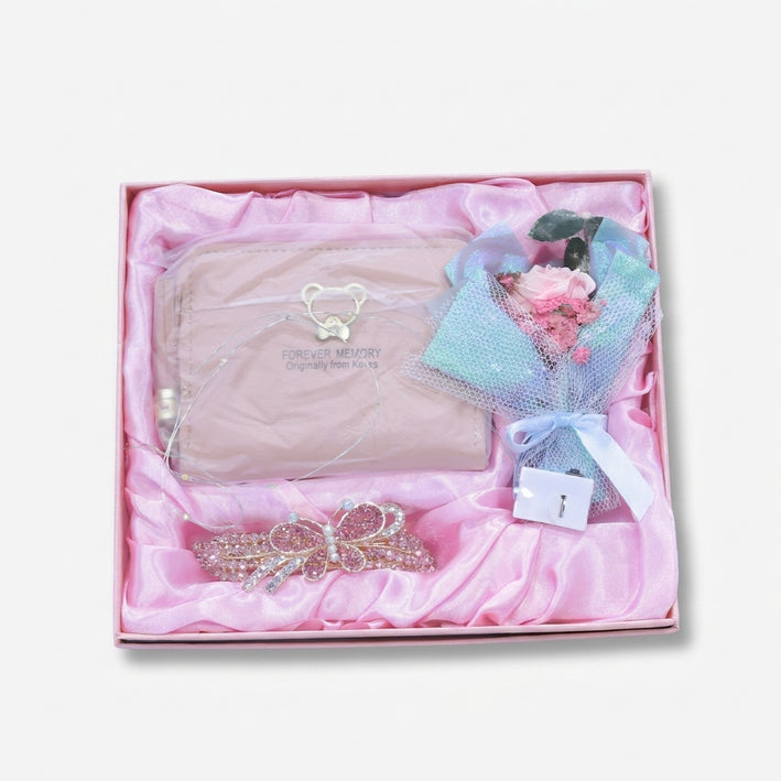 Premium Exquisite Premium Women’s Beauty & Accessories Gift Set with Hair Tiara, Bouquet & Pouch