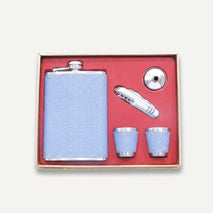Premium Blue Flask Gift Set with Cups, Funnel and Multi-Tool / Corporate Gift Set / Men’s Gift Hamper