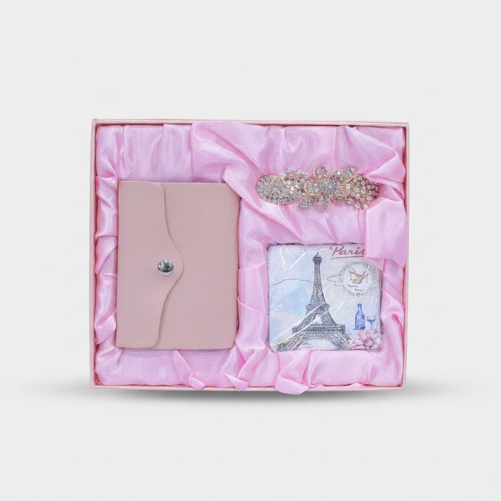 Premium Stunning Elegant Women’s Gift Set with Wallet, Hair Accessory & Paris Souvenir