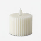 Cream LED Pillar Candle, Plastic Flameless Decorative Candle / Battery Operated Ribbed Candle / Home Pooja & Festive Décor