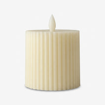 Cream LED Pillar Candle, Plastic Flameless Ribbed Candle / Battery Operated Decorative Candle / Home & Festive Table Décor