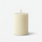 Cream LED Pillar Candle, Plastic Battery Operated Flameless Candle / Ribbed Decorative Candle / Home & Festival Décor