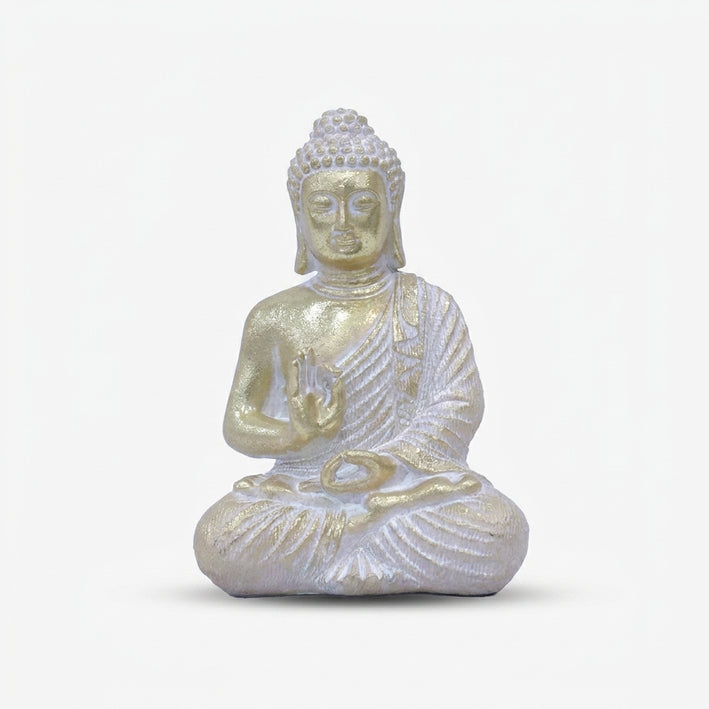 Premium Alluring Golden & White Buddha Statue Decorative Figurine for Home & Office