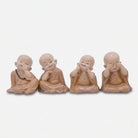 Cute Monk Showpiece Set, Cream Resin Baby Monk Figurines / Laughing Monk Decorative Statues / Tabletop Home & Office Décor
