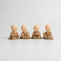 Cute Baby Monk Showpiece Set, Cream Resin Little Monk Figurines / Decorative Tabletop Statues / Home & Office Décor