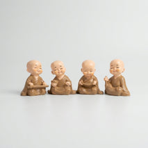 Cute Baby Monk Showpiece Set, Cream Resin Little Monk Figurines / Decorative Tabletop Statues / Home & Office Décor