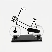 Decorative Bicycle Showpiece, Black Resin Cycle Figurine with Glass Wheels / Modern Tabletop Cycle Décor / Home & Office Display