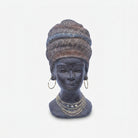 African Lady Face Bust Showpiece, Multicolour Resin Female Face Figurine / Tribal Head Sculpture / Decorative Tabletop Home Décor