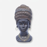 Premium Graceful Black Buddha Head Statue with Decorative Beads for Home Decor
