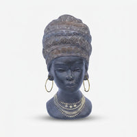 Premium Charming Black Buddha Head Decorative Statue with Beaded Design