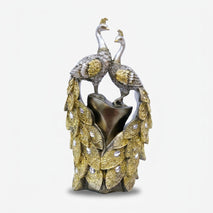 Decorative Peacock Couple Showpiece, Golden Resin Peacock Figurine / Peacock Vase Style Tabletop Décor / Premium Home Decoration