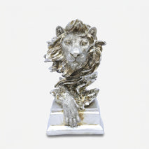 Golden Lion Showpiece, Resin Lion Head Decorative Statue / Royal Lion Figurine / Premium Tabletop Home & Office Décor