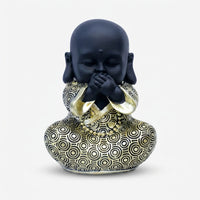 Black & Golden Baby Monk Showpiece, Resin Cute Monk Figurine / Mini Spiritual Tabletop Statue / Home & Office Décor