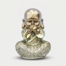 Golden Baby Monk Showpiece, Resin Cute Monk Figurine / Mini Spiritual Tabletop Statue / Home & Office Décor