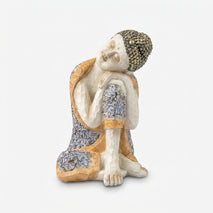 Sleeping Buddha Showpiece, Multicolour Resin Resting Buddha Figurine / Peaceful Tabletop Statue / Home Temple & Meditation Décor