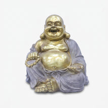 Golden Laughing Buddha Showpiece, Multicolour Resin Buddha Figurine / Spiritual Good Luck Statue / Home Temple & Office Décor