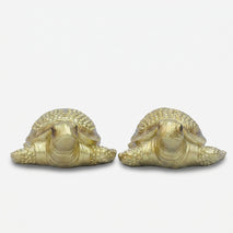 Golden Tortoise Showpiece Set, Resin Decorative Turtle Figurines / Vastu Tortoise Tabletop Statue / Home & Office Décor