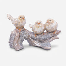 Three Birds on Branch Showpiece, Multicolour Resin Bird Figurine / Decorative Bird Family Statue / Tabletop Home & Living Room Décor