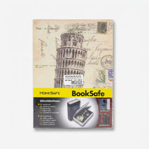HomeSafe BookSafe with Pisa Postcard Design, Hidden Storage Book Safe with Secure Lock for Home, Office & Gifting