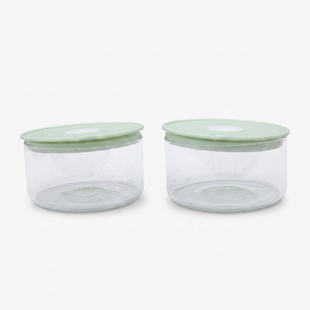 Clear Glass Tiffin Container Set, Crystalline Glass Food Storage Bowl Set / Kitchen Storage Container for Home Use
