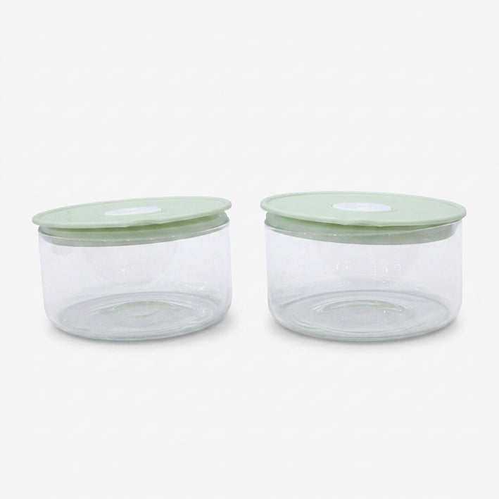Clear Glass Tiffin Container Set, Crystalline Glass Food Storage Bowl Set / Kitchen Storage Container for Home Use
