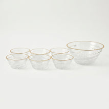 Clear Glass Bowl Set, Glassware Serving Bowl Set / Dessert Bowl Set / Dining Table Bowl Set for Home & Gifting