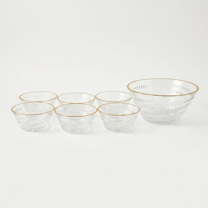 Clear Glass Bowl Set, Glassware Serving Bowl Set / Dessert Bowl Set / Dining Table Bowl Set for Home & Gifting