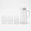 Clear Glass Water Container with 6 Cup Set, Glassware Beverage Serving Set / Water Jug Set for Home, Dining Table & Gifting