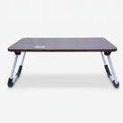 Brown Foldable Study Bed Table with Wood Top & Iron Legs, Portable Laptop Table / Kids Study Table / Activity Table for Home Use