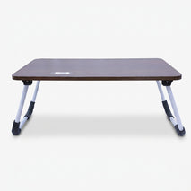 Brown Foldable Study Bed Table with Wood Top & Iron Legs, Portable Laptop Table / Kids Study Table / Activity Table for Home Use