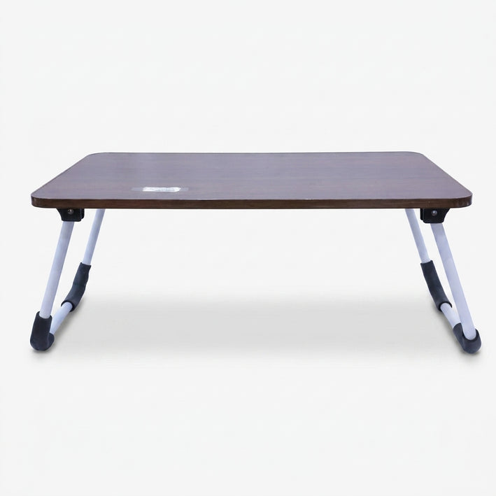 Brown Foldable Study Bed Table with Wood Top & Iron Legs, Portable Laptop Table / Kids Study Table / Activity Table for Home Use