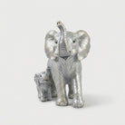 Silver Elephant Family Showpiece, Resin Elephant with Baby Figurines / Decorative Animal Statue for Home Décor & Gifting