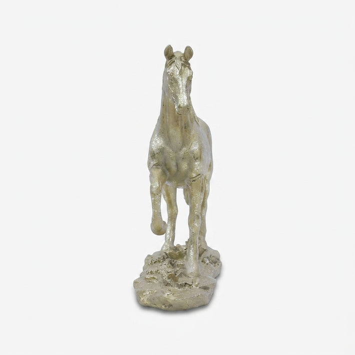 Golden Horse Showpiece, Resin Decorative Horse Figurine / Tabletop Animal Statue for Home Décor & Office Décor