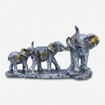 Silver Elephant Family Showpiece, Resin Three Elephant Figurine / Decorative Animal Statue for Home Décor & Gifting