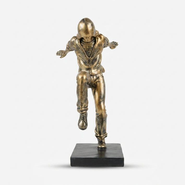 Antique Golden Sportsman Showpiece, Resin Decorative Athlete Figurine / Tabletop Statue for Home & Office Décor