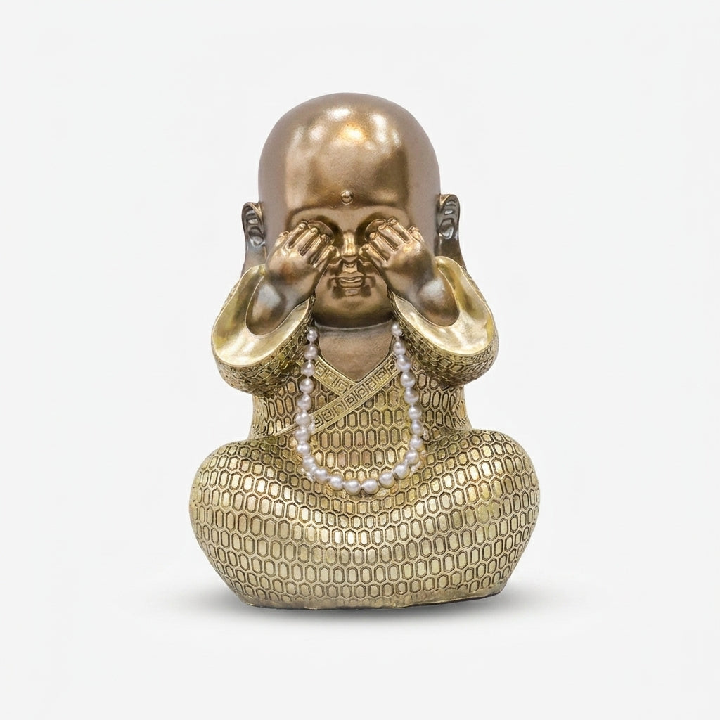 Golden Monk Showpiece, Resin Decorative Figurine for Home Décor, Table Décor & Gifting