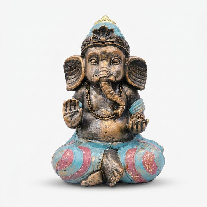 Lord Ganesha Decorative Showpiece, Multicolour Resin Ganesh Figurine for Home Décor, Pooja Décor & Gifting