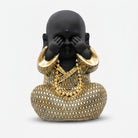 Baby Monk Showpiece with See No Evil Pose, Golden & Black Resin Decorative Monk Figurine / Spiritual Tabletop Statue for Home Décor, Office Décor & Gifting
