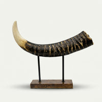 Decorative Hathi Daat Showpiece on Stand, Multicolour Resin Tusk Figurine / Tabletop Statue for Home & Office Décor